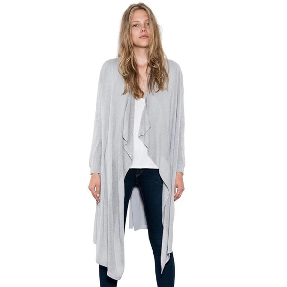 Anthropologie One Grey Day Vesper Cardigan Sweater Belted Duster Draped Gray XS - Picture 4 of 16